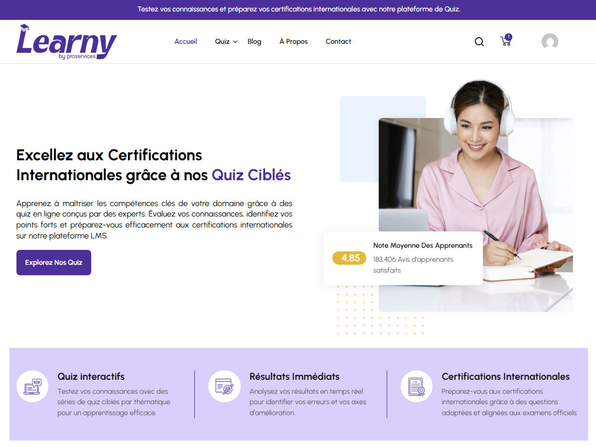 site Learny développé par THYMSYS